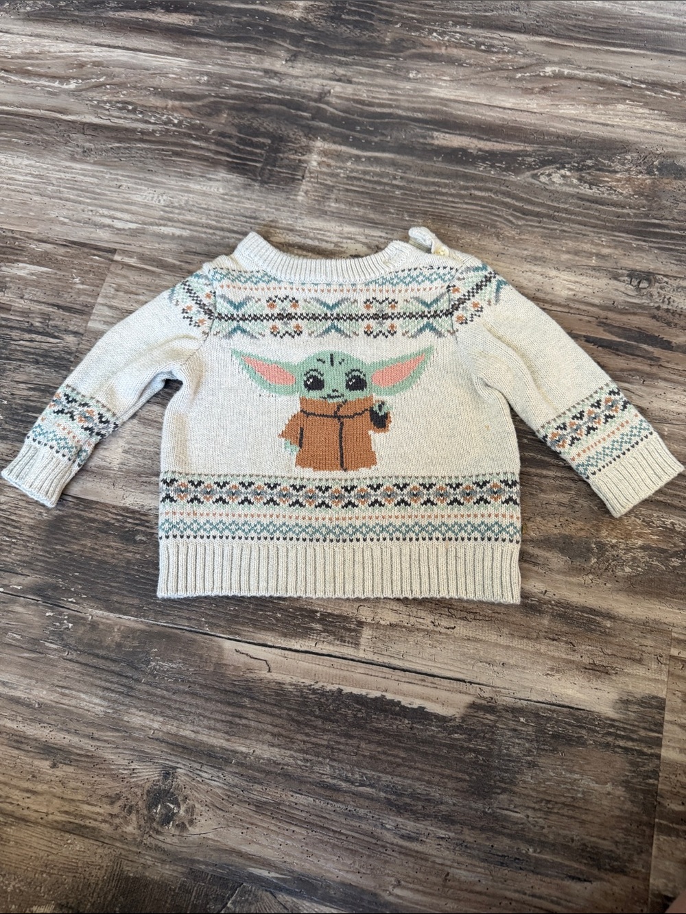 Star Wars Kids Cream Knit Sweater with Baby Yoda Graphic